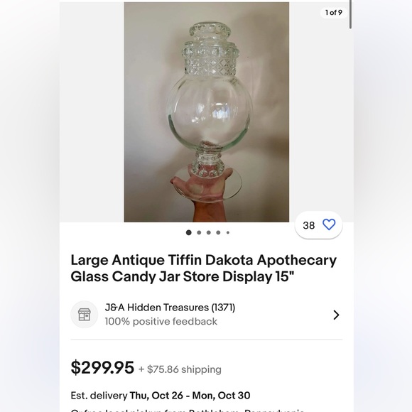 Antique Tiffin Dakota Crystal Apothecary Jar - Picture 10 of 11